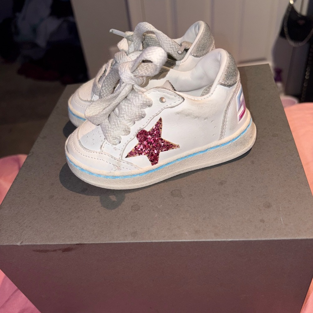 White Sneakers with Pink Glitter Star